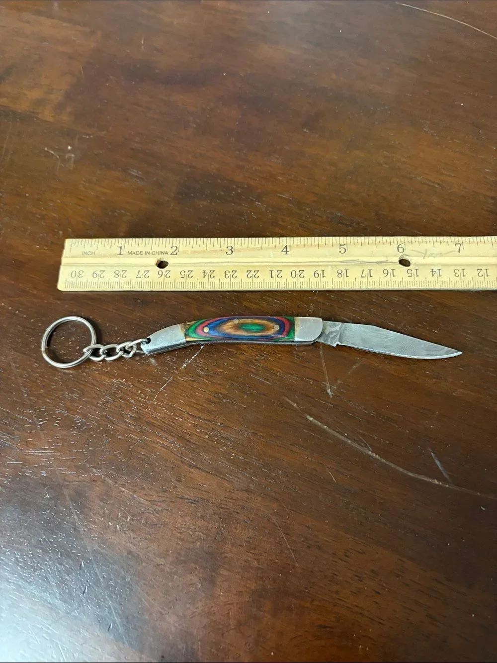 Hand crafted 5” folding Damascus steel keychain